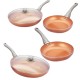 SET DI 4 PADELLE CON 1 COPERCHIO, COPPER PAN