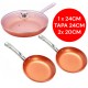 SET DI 3 PADELLE COPPER PAN + 1 COPERCHIO