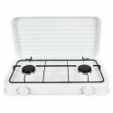 FORNELLO A GAS DOPPIO CON COPERCHIO BIANCO 4400 W 55 X 7 X 32 CM