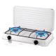 FORNELLO A GAS DOPPIO CON COPERCHIO BIANCO 4400 W 55 X 7 X 32 CM