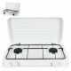 FORNELLO A GAS DOPPIO CON COPERCHIO BIANCO 4400 W 55 X 7 X 32 CM