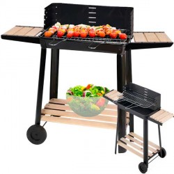 BARBECUE A CARBONE PORTATILE CON RUOTE E RIPIANI