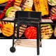 BARBECUE A CARBONE PORTATILE CON RUOTE E RIPIANI