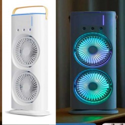 VENTILATORE A TORRE OSCILLANTE RICARICABILE CON LUCI LED E PULVERIZZAZIONE