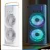 VENTILATORE A TORRE OSCILLANTE RICARICABILE CON LUCI LED E PULVERIZZAZIONE