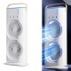VENTILATORE A TORRE OSCILLANTE RICARICABILE CON LUCI LED E PULVERIZZAZIONE