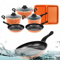 SET DI CUCINA ANTIADERENTE IN RAME 9 PEZZI