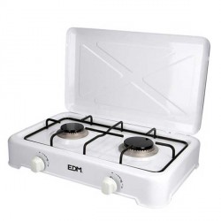 FORNELLO A GAS DOPPIO CON COPERCHIO BIANCO 46 X 30 X 12 CM