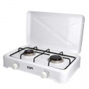 FORNELLO A GAS DOPPIO CON COPERCHIO BIANCO 46 X 30 X 12 CM