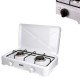 FORNELLO A GAS DOPPIO CON COPERCHIO BIANCO 46 X 30 X 12 CM