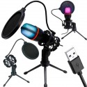 MICROFONO DA STUDIO USB CON TREPPIEDI E RETROILLUMINAZIONE RGB