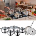 SET DI PENTOLE 12 PEZZI IN ACCIAIO INOSSIDABILE ADATTO PER TUTTI I TIPI DI CUCINE