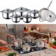 SET DI PENTOLE 12 PEZZI IN ACCIAIO INOSSIDABILE ADATTO PER TUTTI I TIPI DI CUCINE