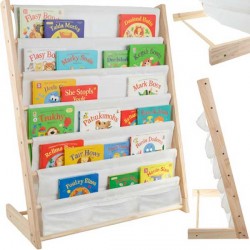LIBRERIA INFANTILE IN LEGNO E TESSUTO CON 6 RIPIANI
