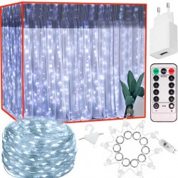 TENDA DI LUCI 3 METRI LUCE FREDDA 300 W CON TELECOMANDO