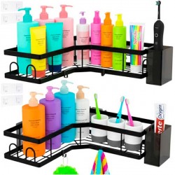 SET DI 2 RIPIANI ANGOLARI PER BAGNO CON GANCIO SENZA PERFORAZIONE
