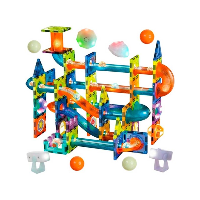 PISTA DI BLOCCHI MAGNETICI E LUMINOSI CON 110 PEZZI