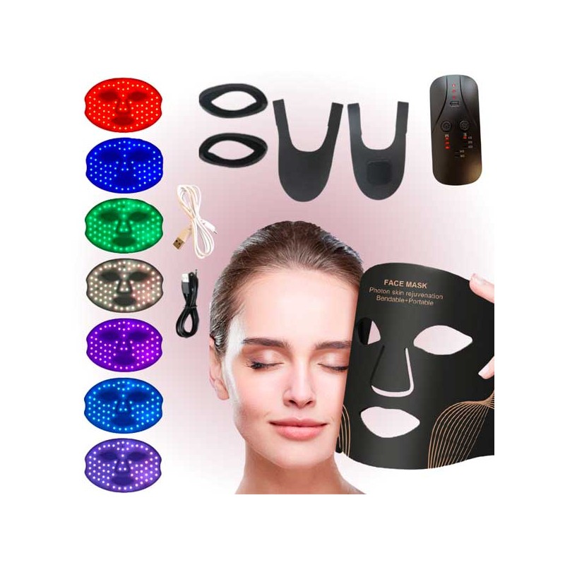 MASCHERA FACCIALE LED IN SILICONE CON FOTOTERAPIA