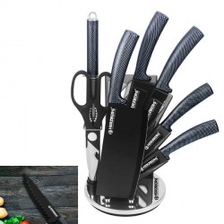 SET DI COLTELLI CON RIVESTIMENTO IN MARMO E ACCIAIO INOSSIDABILE AL CARBONIO 8 PEZZI