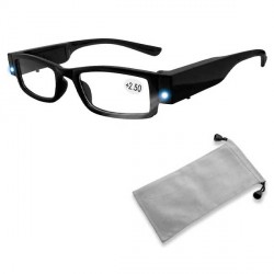 OCCHIALI DA LETTURA NOTTURNA CON LUCE LED E INGRANDIMENTO + 2.5