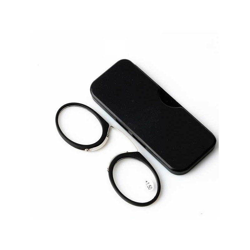 MINI OCCHIALI DA LETTURA PORTATILI SENZA ASTE CON CLIP NASALE E CUSTODIA