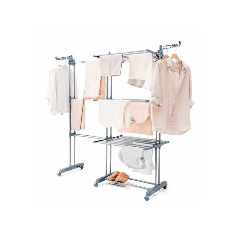 STENDIBIANCHERIA VERTICALE PIEGHEVOLE ESTENSIBILE CON RUOTE E 30 BARRE