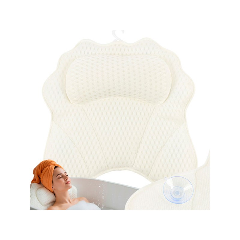 Cuscino da Bagno Rilassante con Supporto per la Testa e Ventose per la Vasca