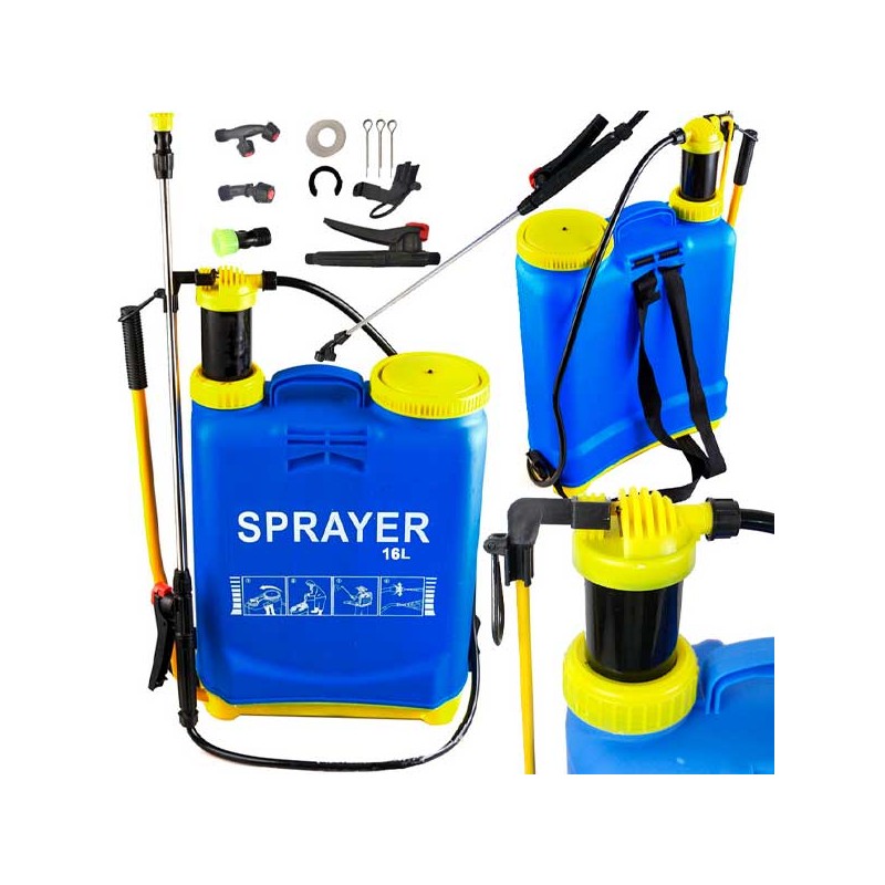 PULVERIZZATORE A PRESSIONE CON ZAINO E TUBO FLESSIBILE 16 L