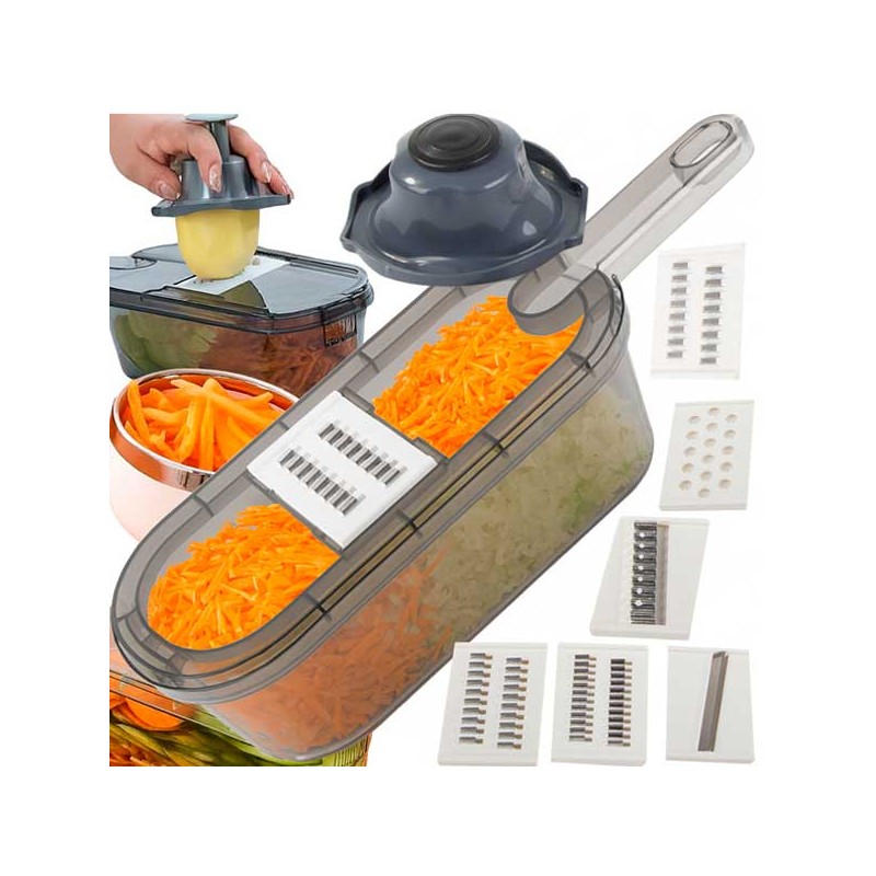 CORTATORE MULTIFUNZIONE CON 6 COLTELLI E CONTENITORE