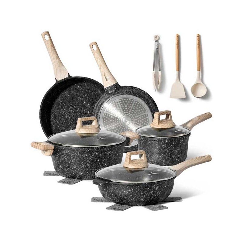 SET DI PENTOLE 8 PEZZI CON RIVESTIMENTO IN MARMO